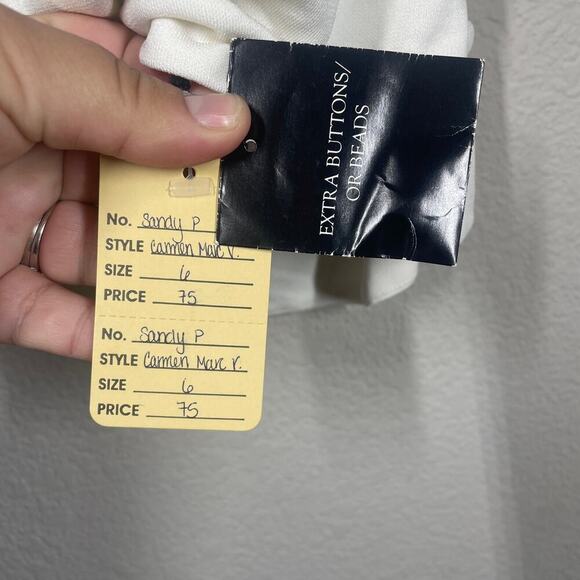 Carmen Marc Valvo 6 Halter Neck Cami Top Side Buttons White Rayon Sleeveless - Picture 7 of 10